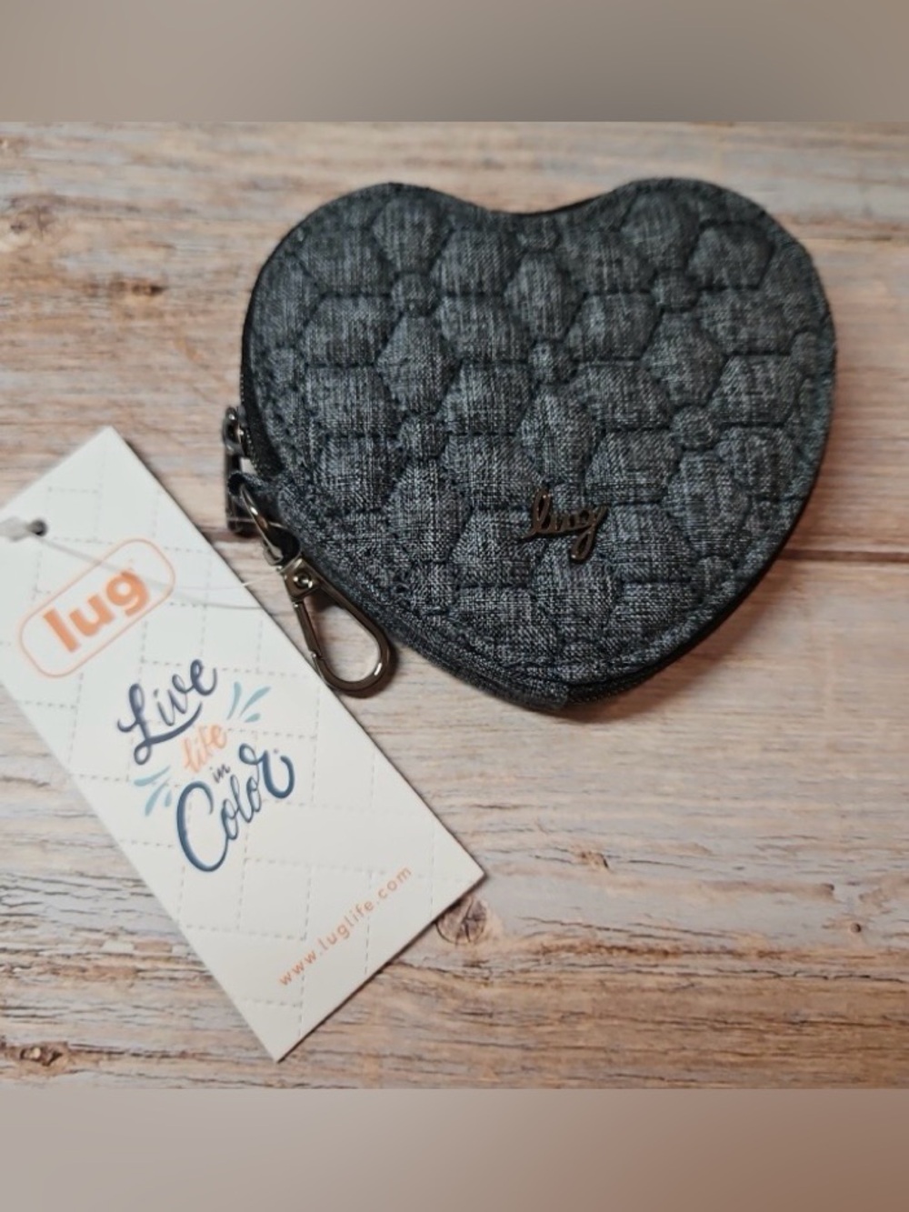 LUG - Heart Pouch Bag Charm, Heather Grey